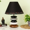 Waverley Black Cotton Shade Table Lamp with Solid Wood Base