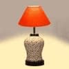 Serena Orange cotton Glass Table lamp with Iron Base