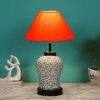 Serena Orange cotton Glass Table lamp with Iron Base