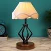 Jessica Vintage off-white Shade Table lamp with Wood & Iron Base