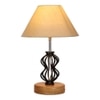 Lilith off-white cotton Table lamp with Wood & Iron Base