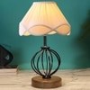 Kendall Vintage off-white Shade Table lamp with Wood & Iron Base
