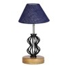 Makayla Blue Jute Table lamp with Wood & Iron Base