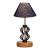 Makayla Blue Jute Table lamp with Wood & Iron Base