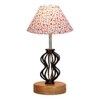 Amina Multicolor cotton Table lamp with Wood & Iron Base