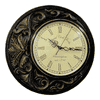 Michael Black & Gold Engineered Wood Round Wall Clock