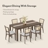 Atlas Crest Storage Solid Wood Dining Table With 6 Reed Cane Chairs (Finish : Danish Walnut, Chair Colour : Grey Floral)