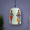 Folk Vibes Glass Electric Hanging Light in White Colour