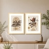 Boho Leaf Flower Moon and Sun Set of 2 Framed Posters 45x60 cm