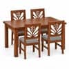 Globally Indian Ankura Solid Sheesham Wood 4 Seater Dining Table Set 4 Chairs Grey