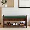 Eidsvoll Solid Wood Shoe Rack with Seating in Walnut Brown finish