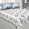 Milan Blue Abstract 150 TC Cotton Double Size Bedsheet with 2 Pillow Covers