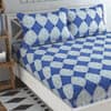 Sofia Blue Abstract 160 TC Cotton Double Size Bedsheet with 2 Pillow Covers