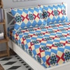 Laura Blue Abstract 160 TC Cotton Double Size Bedsheet with 2 Pillow Covers
