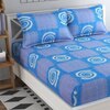 Olivia Blue Abstract 160 TC Cotton Double Size Bedsheet with 2 Pillow Covers