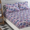 Ines Blue Abstract 160 TC Cotton Double Size Bedsheet with 2 Pillow Covers