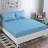 Izan Blue Solid 210 TC Cotton King Size Bedsheet with 2 Pillow Covers