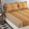 Ariadna Brown Abstract 160 TC Cotton Double Size Bedsheet with 2 Pillow Covers