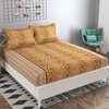 Ariadna Brown Abstract 160 TC Cotton Double Size Bedsheet with 2 Pillow Covers