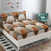 Vera Brown Geometric 160 TC Cotton Double Size Bedsheet with 2 Pillow Covers