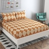 Daniela Gold Abstract 160 TC Cotton Double Size Bedsheet with 2 Pillow Covers