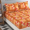 Mario Gold Floral 160 TC Cotton Double Size Bedsheet with 2 Pillow Covers
