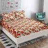 Carla Orange Floral 160 TC Cotton Double Size Bedsheet with 2 Pillow Covers