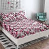 Sara Pink Floral 160 TC Cotton Double Size Bedsheet with 2 Pillow Covers