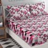 Sara Pink Floral 160 TC Cotton Double Size Bedsheet with 2 Pillow Covers