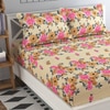Marta Pink Floral 160 TC Cotton Double Size Bedsheet with 2 Pillow Covers