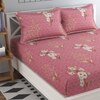 Adriana Pink Floral 160 TC Cotton Double Size Bedsheet with 2 Pillow Covers