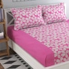 Lola Pink Floral 160 TC Cotton Double Size Bedsheet with 2 Pillow Covers