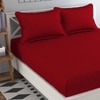 Iker Red Solid 210 TC Cotton King Size Bedsheet with 2 Pillow Covers