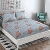 Valeria Silver Floral 160 TC Cotton Double Size Bedsheet with 2 Pillow Covers