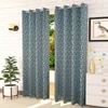 Lamina Blue Color Floral Window Curtain   Set of 2