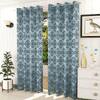 Gann Blue Color Geometric Window Curtain   Set of 2