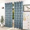 Gann Blue Color Geometric Door Curtain - Set of 2