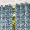 Gann Blue Color Geometric Long Door Curtain - Set of 2