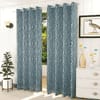Emma Blue Color Abstract Window Curtain   Set of 2