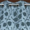 Luna Blue Color Floral Window Curtain   Set of 2
