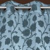 Luna Blue Color Floral Long Door Curtain - Set of 2