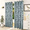 Luna Blue Color Floral Long Door Curtain - Set of 2