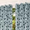 Luna Blue Color Floral Long Door Curtain - Set of 2