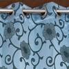 Chloe Blue Color Floral Window Curtain   Set of 2