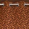 Irevene Brown Color Floral Window Curtain   Set of 2