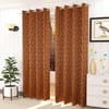 Irevene Brown Color Floral Window Curtain   Set of 2