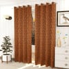 Irevene Brown Color Floral Door Curtain - Set of 2