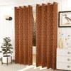 Irevene Brown Color Floral Long Door Curtain - Set of 2