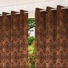 Orion Brown Color Geometric Window Curtain   Set of 2