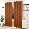 Olivia Brown Color Abstract Long Door Curtain - Set of 2